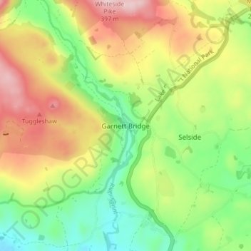 Garnett Bridge topographic map, elevation, terrain