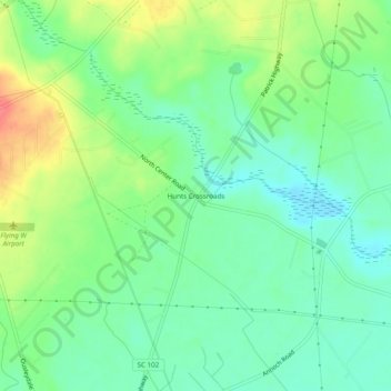 Hunts Crossroads topographic map, elevation, terrain