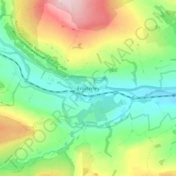 Frosterley topographic map, elevation, terrain