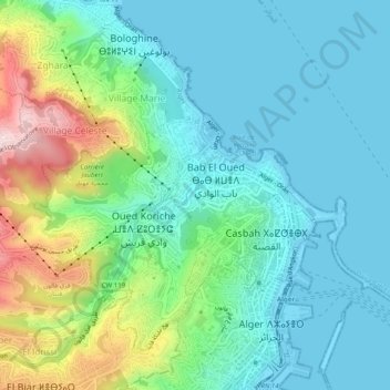 Droudj el Rounda topographic map, elevation, terrain