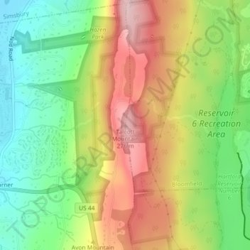 Talcott Mountain topographic map, elevation, terrain