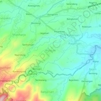 Wirosari topographic map, elevation, terrain