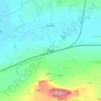 Drem topographic map, elevation, terrain