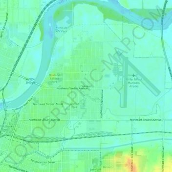 Oakland topographic map, elevation, terrain