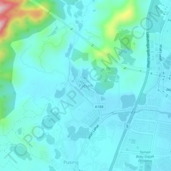 Papan topographic map, elevation, terrain