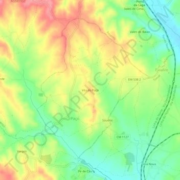 Vila do Paço topographic map, elevation, terrain