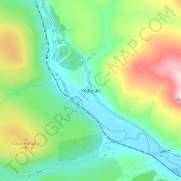 Kildonan topographic map, elevation, terrain