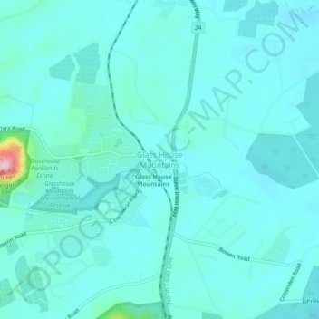 Glass House Mountains topographic map, elevation, terrain