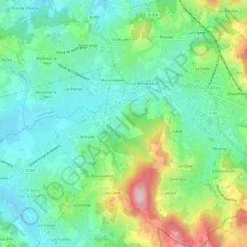 Le Pas topographic map, elevation, terrain