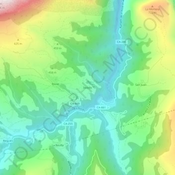 Incedo topographic map, elevation, terrain