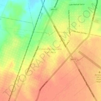 Colonia Venustiano Carranza topographic map, elevation, terrain