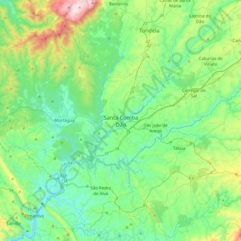 Santa Comba Dão topographic map, elevation, terrain