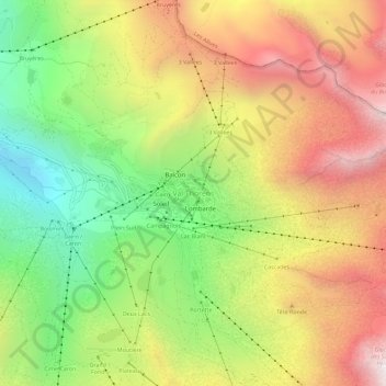 Val Thorens topographic map, elevation, terrain