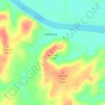 Haw Hill topographic map, elevation, terrain