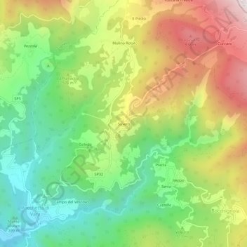 Suvero topographic map, elevation, terrain