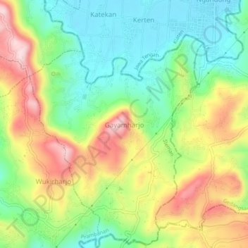 Gayam Harjo topographic map, elevation, terrain