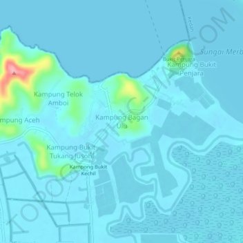 Kampung Bagan Ulu topographic map, elevation, terrain