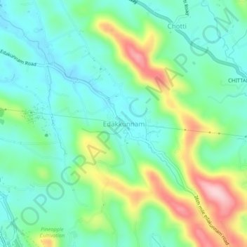 Edakkunnam topographic map, elevation, terrain