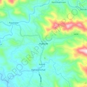 Alakode topographic map, elevation, terrain