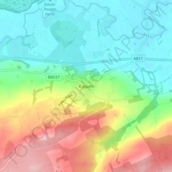 Kippen topographic map, elevation, terrain