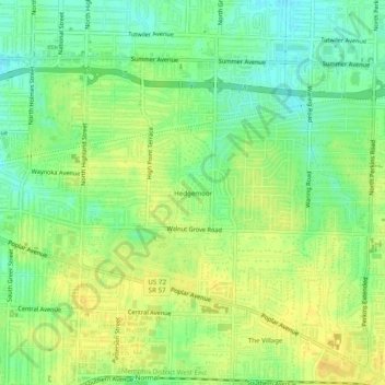 Hedgemoor topographic map, elevation, terrain