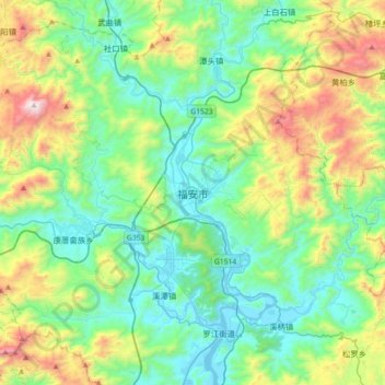 Ningde City topographic map, elevation, terrain