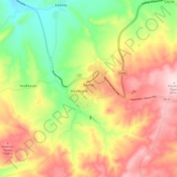 Haymana topographic map, elevation, terrain