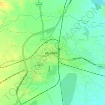 Viluppuram topographic map, elevation, terrain