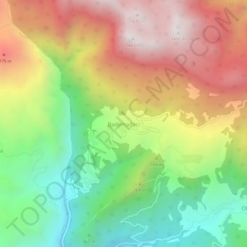 Bademağacı topographic map, elevation, terrain