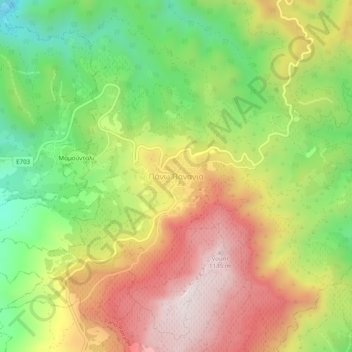 Pano Panagia topographic map, elevation, terrain