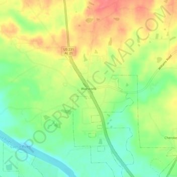 Wallsboro topographic map, elevation, terrain