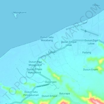 Lolak topographic map, elevation, terrain