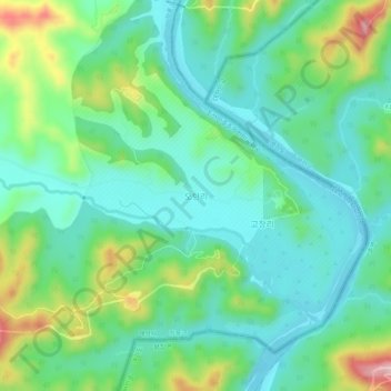 오탄리 topographic map, elevation, terrain