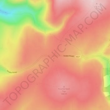 Snake Pass topographic map, elevation, terrain