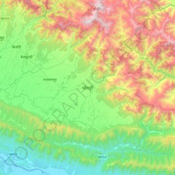 Ghorahi topographic map, elevation, terrain