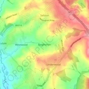 Bagthorpe topographic map, elevation, terrain