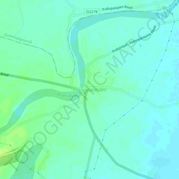 Periyapalayam topographic map, elevation, terrain