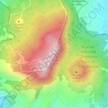 Montagna Grande topographic map, elevation, terrain