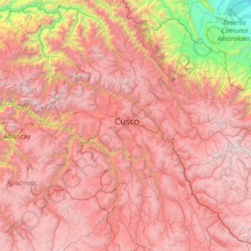 Province of Cusco topographic map, elevation, terrain