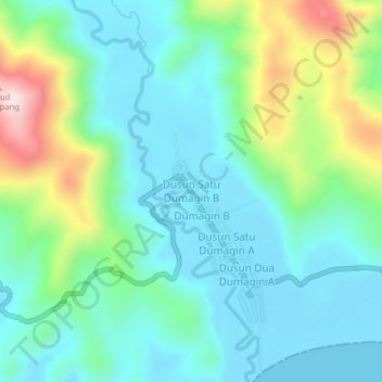 Dusun Satu Dumagin B topographic map, elevation, terrain