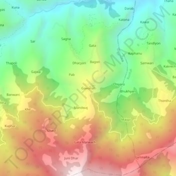 Gawanal topographic map, elevation, terrain