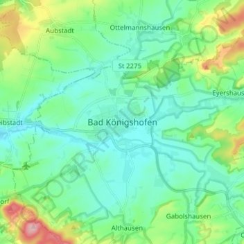 Bad Königshofen topographic map, elevation, terrain