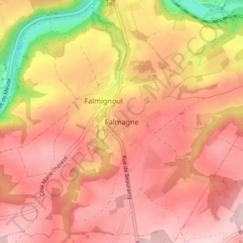 Falmagne topographic map, elevation, terrain