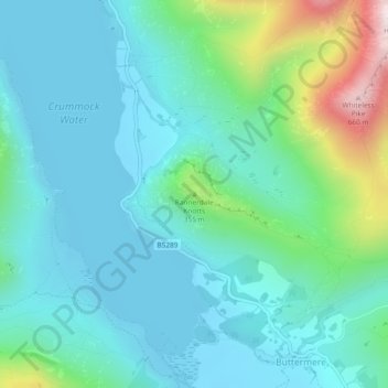 Rannerdale Knotts topographic map, elevation, terrain