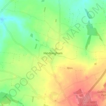 Hindringham topographic map, elevation, terrain