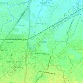 Rejomulyo topographic map, elevation, terrain