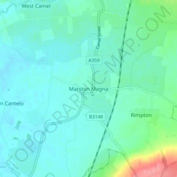 Marston Magna topographic map, elevation, terrain