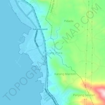 Panjang Utara topographic map, elevation, terrain