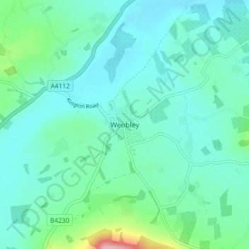 Weobley topographic map, elevation, terrain