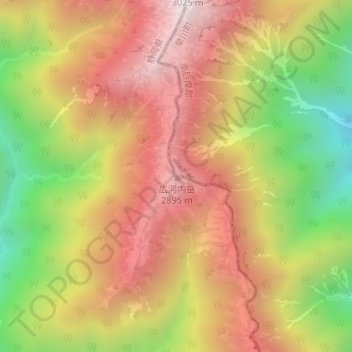 広河内岳 topographic map, elevation, terrain